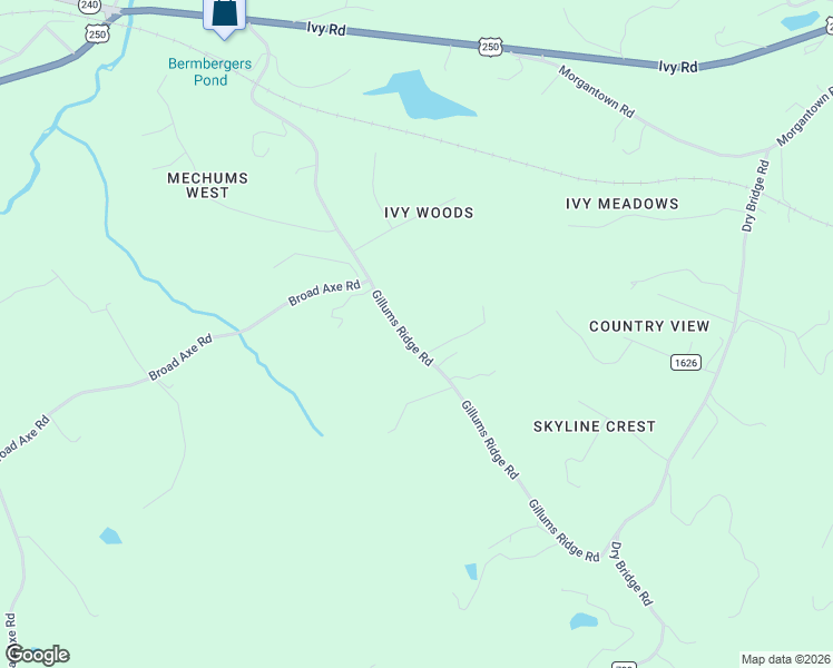 map of restaurants, bars, coffee shops, grocery stores, and more near 544-548 Gillums Ridge Road in Charlottesville