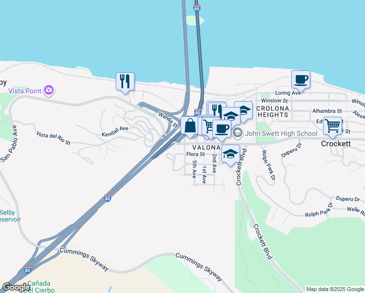 map of restaurants, bars, coffee shops, grocery stores, and more near 831 6th Avenue in Crockett