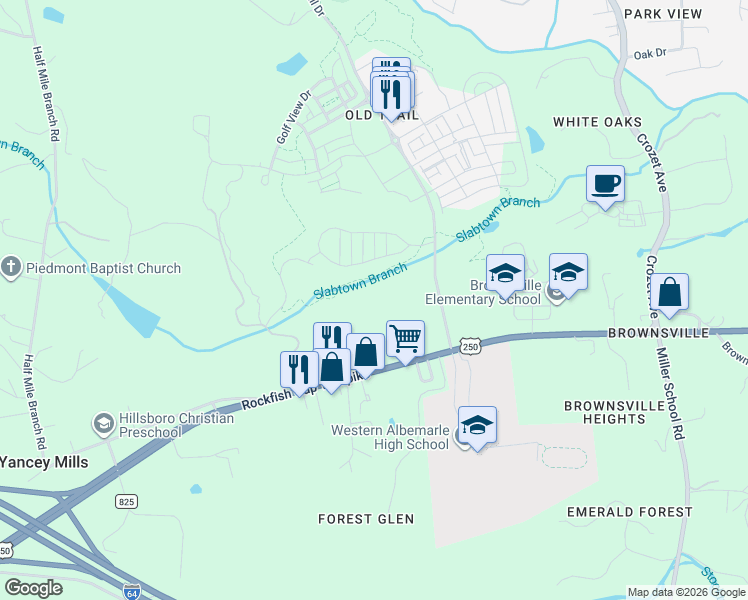 map of restaurants, bars, coffee shops, grocery stores, and more near 6080 Rockfish Gap Turnpike in Crozet