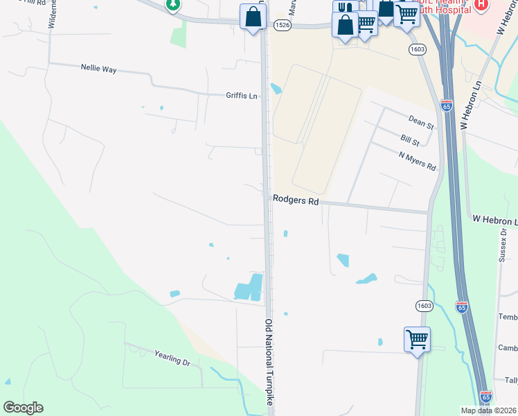 map of restaurants, bars, coffee shops, grocery stores, and more near 2739 Coral Ridge Road in Brooks