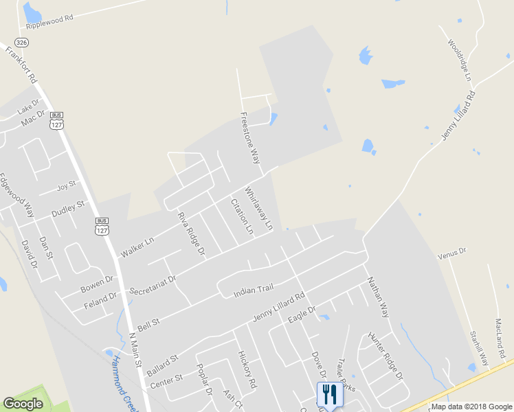 map of restaurants, bars, coffee shops, grocery stores, and more near 5121 Whirlaway Lane in Lawrenceburg