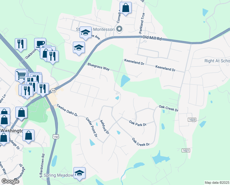map of restaurants, bars, coffee shops, grocery stores, and more near 367 Willow Wood Drive in Mount Washington