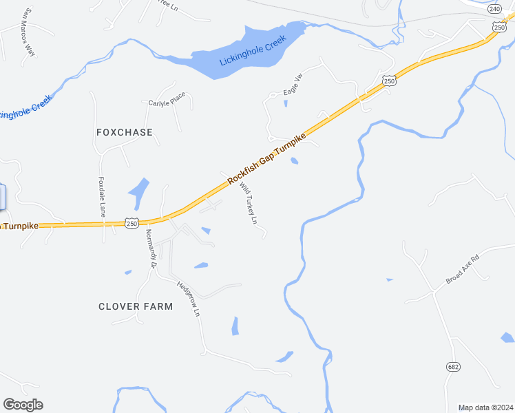 map of restaurants, bars, coffee shops, grocery stores, and more near 380 Wild Turkey Lane in Charlottesville