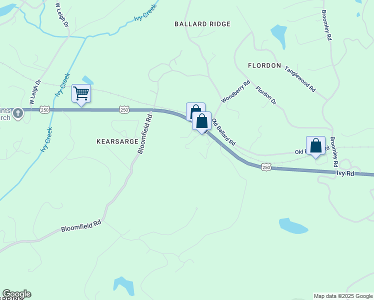 map of restaurants, bars, coffee shops, grocery stores, and more near 3451 Ivy Road in Charlottesville
