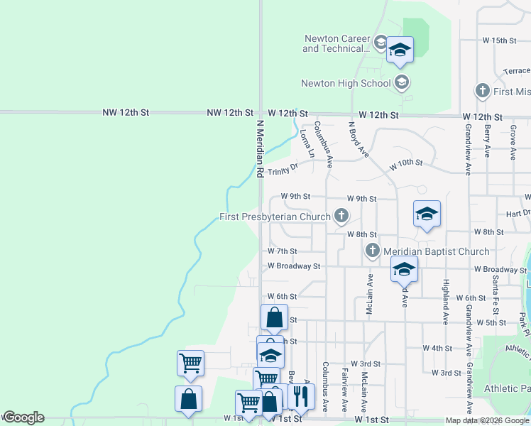 map of restaurants, bars, coffee shops, grocery stores, and more near 1437 Willow Road in Newton