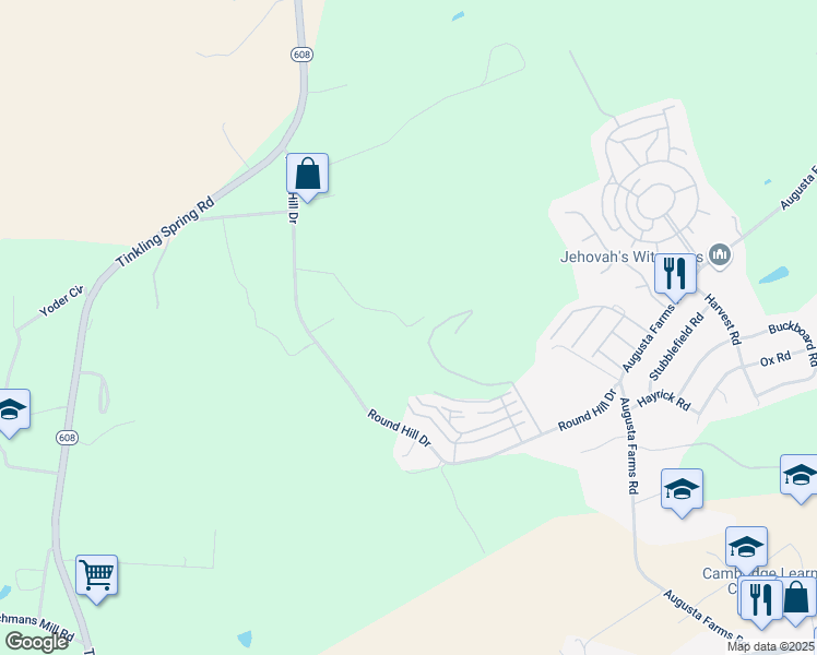 map of restaurants, bars, coffee shops, grocery stores, and more near 44-50 Brittany Ln in Stuarts Draft