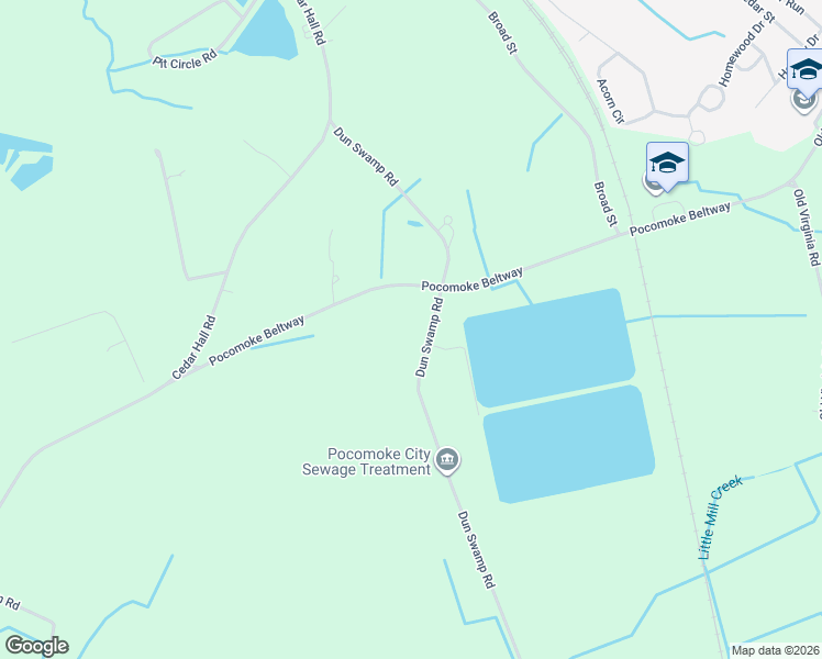 map of restaurants, bars, coffee shops, grocery stores, and more near 1637 Dun Swamp Road in Pocomoke City