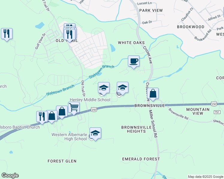 map of restaurants, bars, coffee shops, grocery stores, and more near 5870 Rockfish Gap Turnpike in Crozet