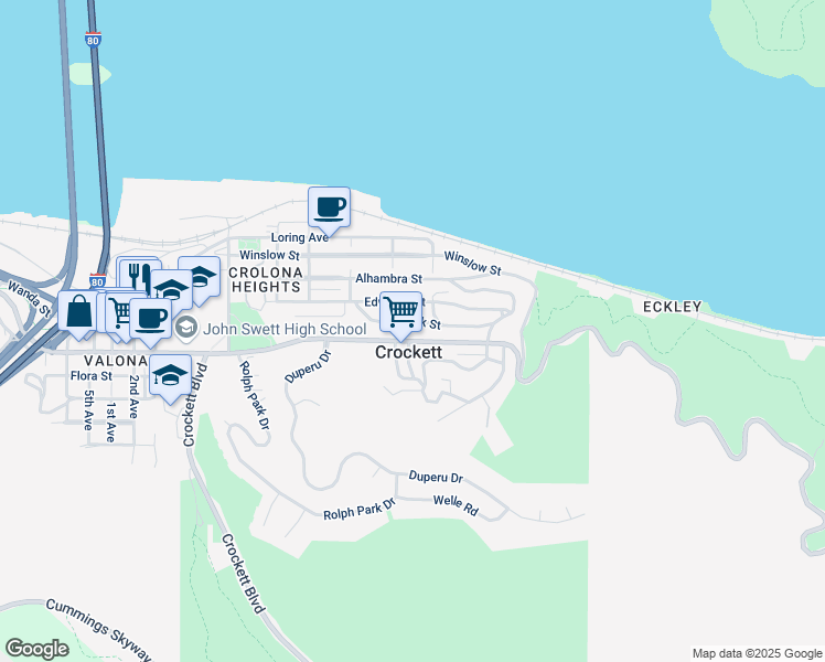 map of restaurants, bars, coffee shops, grocery stores, and more near 432 Clark Street in Crockett