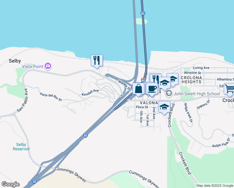 map of restaurants, bars, coffee shops, grocery stores, and more near 125 Kendall Avenue in Crockett
