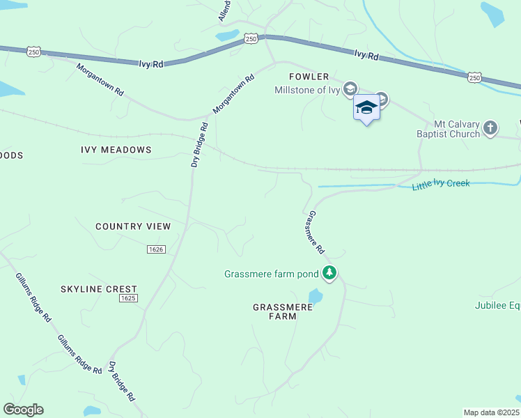 map of restaurants, bars, coffee shops, grocery stores, and more near 150 Lynx Farm Ln in Charlottesville