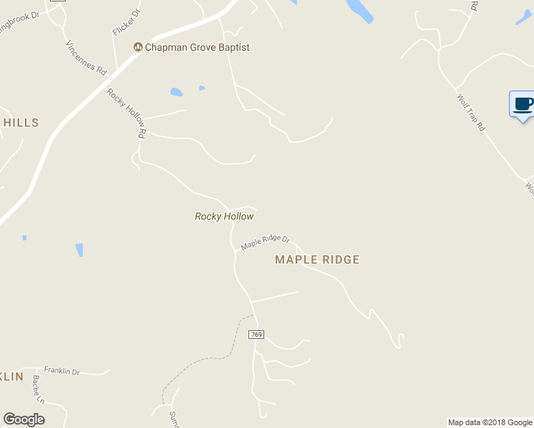 map of restaurants, bars, coffee shops, grocery stores, and more near 599 Rocky Hollow Road in Charlottesville