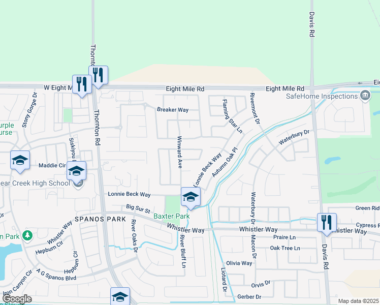 map of restaurants, bars, coffee shops, grocery stores, and more near 10753 Willow Glen Circle in Stockton