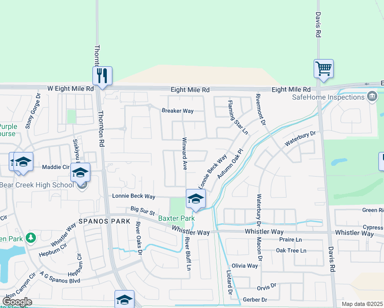 map of restaurants, bars, coffee shops, grocery stores, and more near 10753 Willow Glen Circle in Stockton