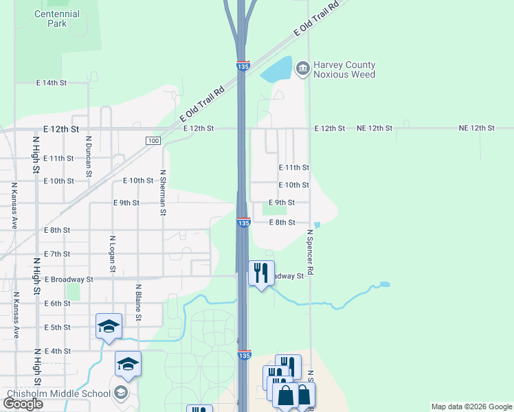 map of restaurants, bars, coffee shops, grocery stores, and more near 916 North Payton Avenue in Newton