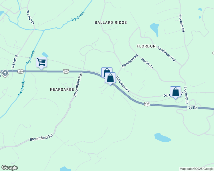 map of restaurants, bars, coffee shops, grocery stores, and more near 3449 Ivy Road in Charlottesville