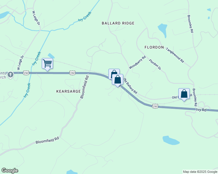 map of restaurants, bars, coffee shops, grocery stores, and more near 638 Ivy Hill Lane in Charlottesville