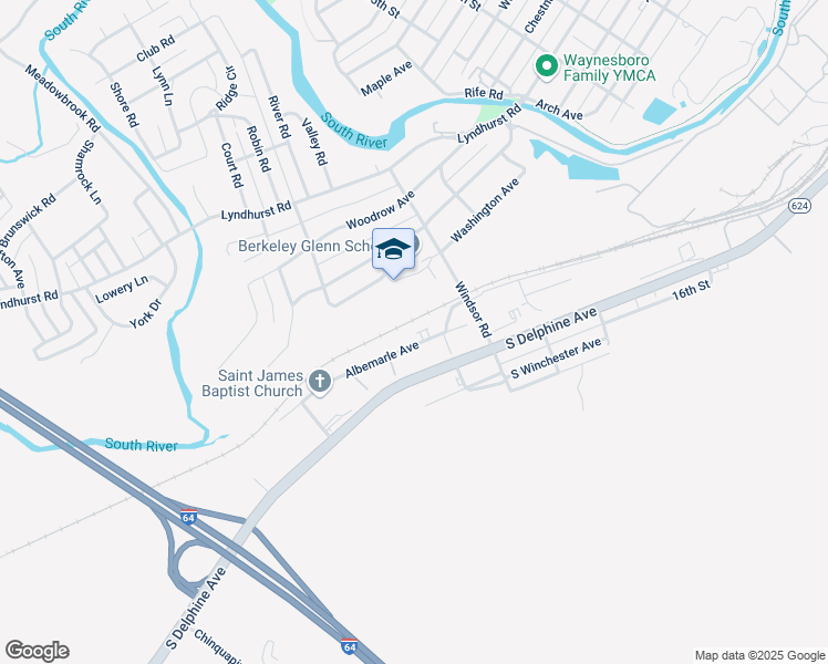map of restaurants, bars, coffee shops, grocery stores, and more near 1012 Albemarle Avenue in Waynesboro