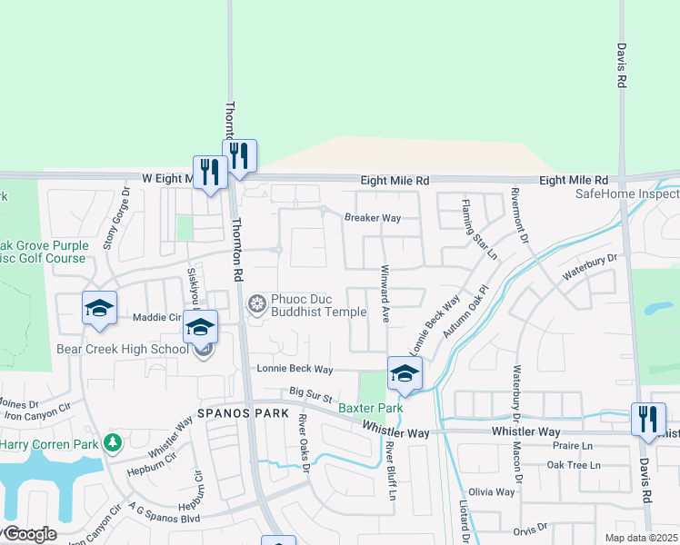 map of restaurants, bars, coffee shops, grocery stores, and more near 2644 Swainsons Hawk Street in Stockton