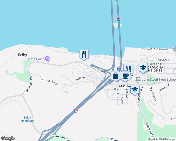 map of restaurants, bars, coffee shops, grocery stores, and more near in Crockett