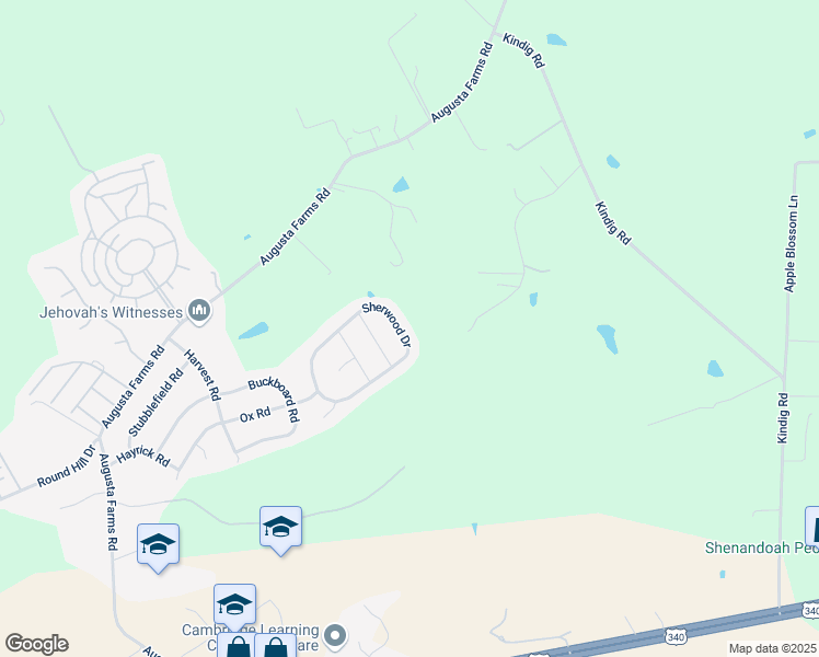 map of restaurants, bars, coffee shops, grocery stores, and more near 189 Sherwood Drive in Waynesboro