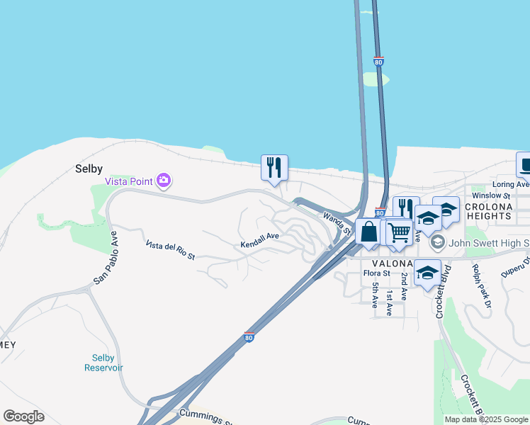 map of restaurants, bars, coffee shops, grocery stores, and more near 104 Bridgeview Court in Crockett