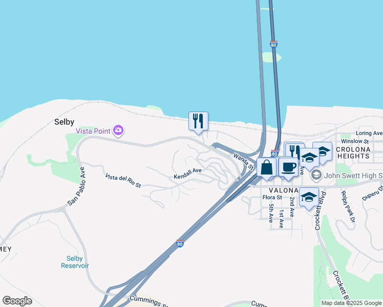 map of restaurants, bars, coffee shops, grocery stores, and more near 104 Bridgeview Court in Crockett