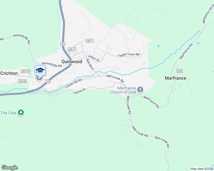 map of restaurants, bars, coffee shops, grocery stores, and more near 173 Deitz Street in Quinwood