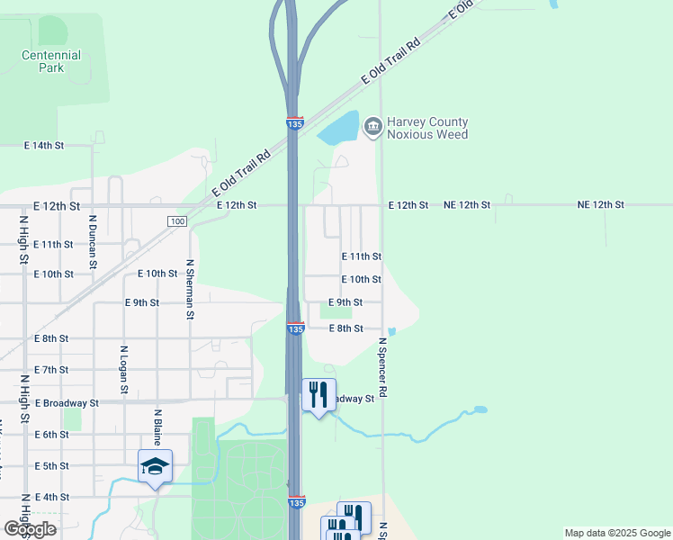 map of restaurants, bars, coffee shops, grocery stores, and more near 1100 Madison Street in Newton