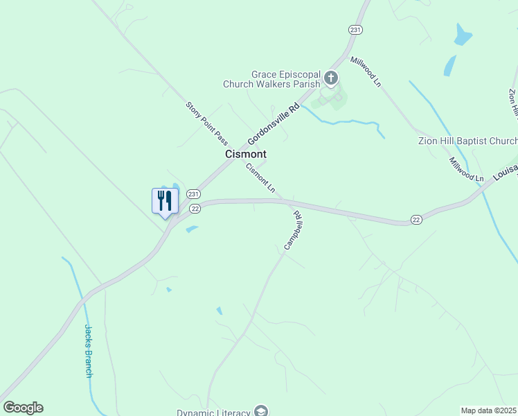 map of restaurants, bars, coffee shops, grocery stores, and more near 5505 Louisa Road in Keswick