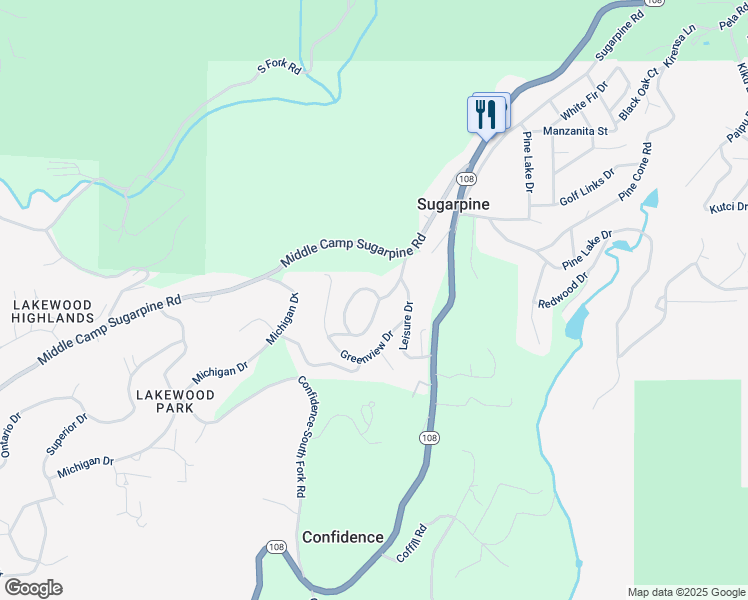 map of restaurants, bars, coffee shops, grocery stores, and more near 23861 Hilltop Circle in Twain Harte