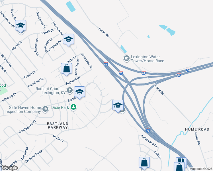 map of restaurants, bars, coffee shops, grocery stores, and more near 2039 Nashville Court in Lexington
