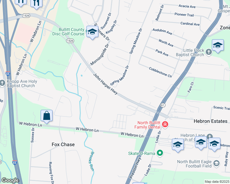 map of restaurants, bars, coffee shops, grocery stores, and more near John Harper Highway in Pioneer Village