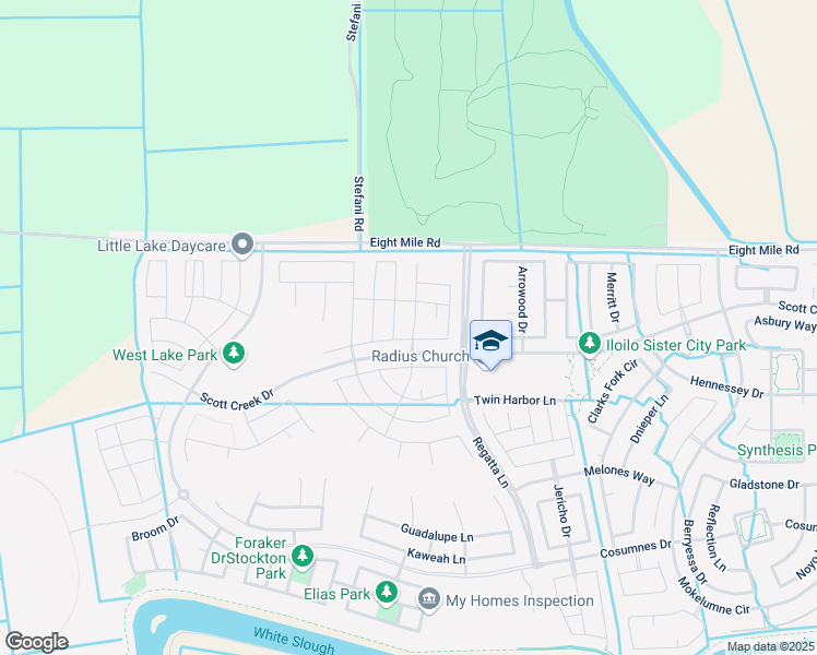 map of restaurants, bars, coffee shops, grocery stores, and more near 10916 Cherry Port Drive in Stockton