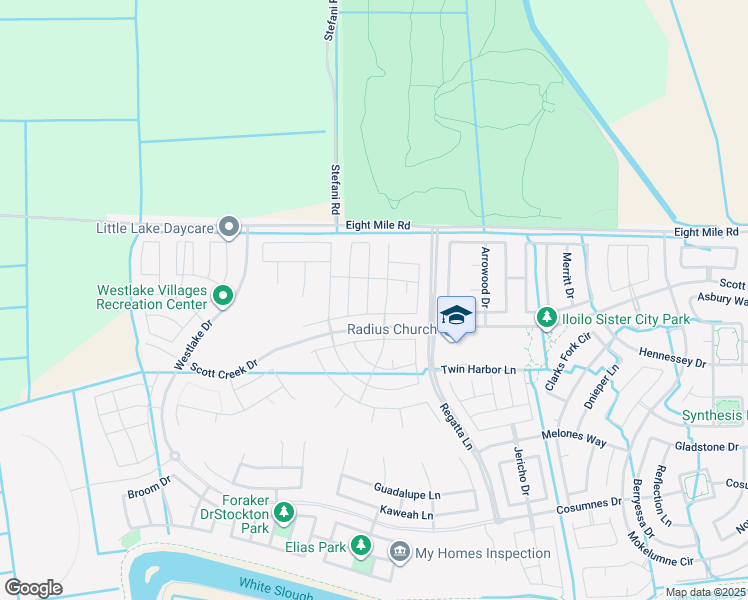 map of restaurants, bars, coffee shops, grocery stores, and more near 10916 Cherry Port Drive in Stockton