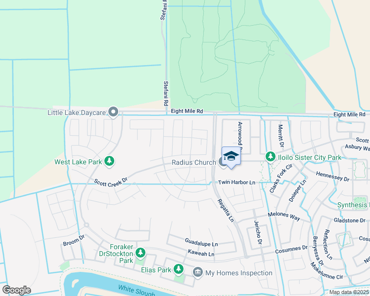 map of restaurants, bars, coffee shops, grocery stores, and more near 10916 Cherry Port Drive in Stockton