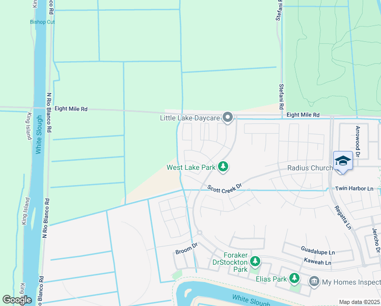 map of restaurants, bars, coffee shops, grocery stores, and more near West Eight Mile Road in Stockton