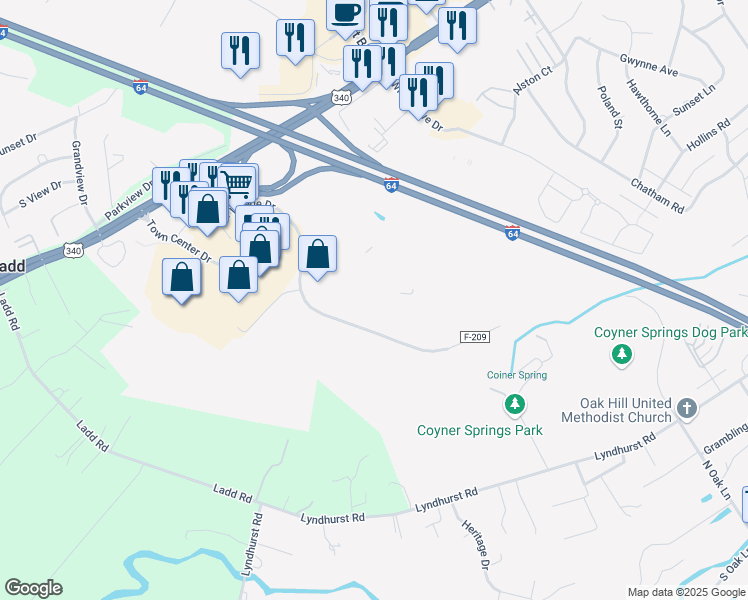 map of restaurants, bars, coffee shops, grocery stores, and more near 1020 Shenandoah Village Drive in Waynesboro