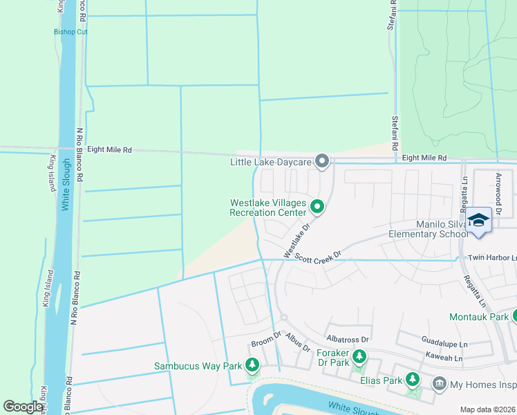 map of restaurants, bars, coffee shops, grocery stores, and more near 5299 West 8 Mille Road in Stockton