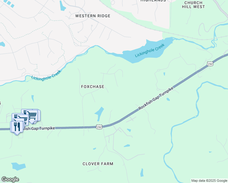map of restaurants, bars, coffee shops, grocery stores, and more near 335 Ellington Bend in Charlottesville