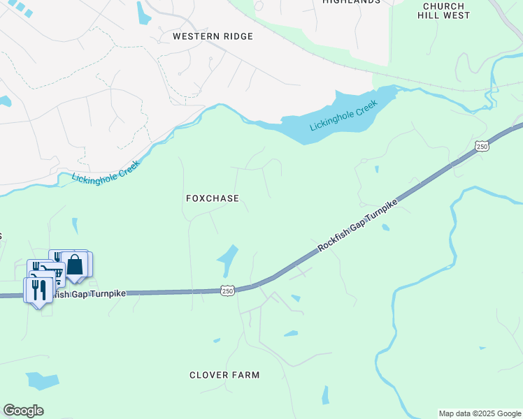 map of restaurants, bars, coffee shops, grocery stores, and more near 335 Ellington Bend in Charlottesville
