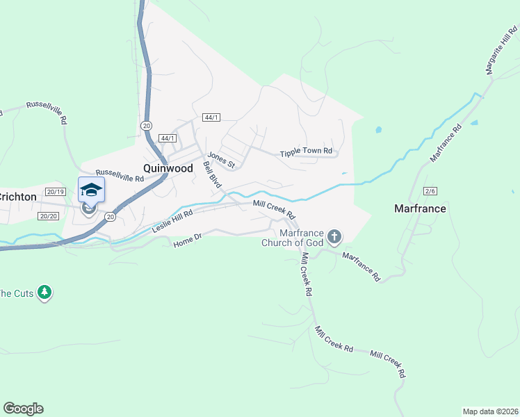 map of restaurants, bars, coffee shops, grocery stores, and more near 173 Deitz Street in Quinwood