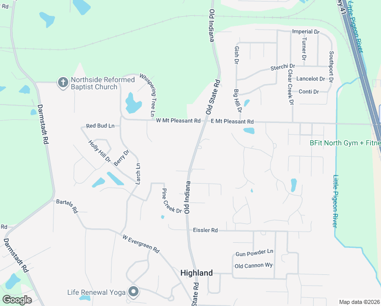 map of restaurants, bars, coffee shops, grocery stores, and more near 8215 Old State Road in Evansville