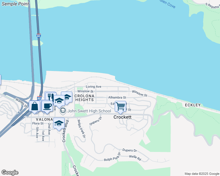 map of restaurants, bars, coffee shops, grocery stores, and more near in Crockett