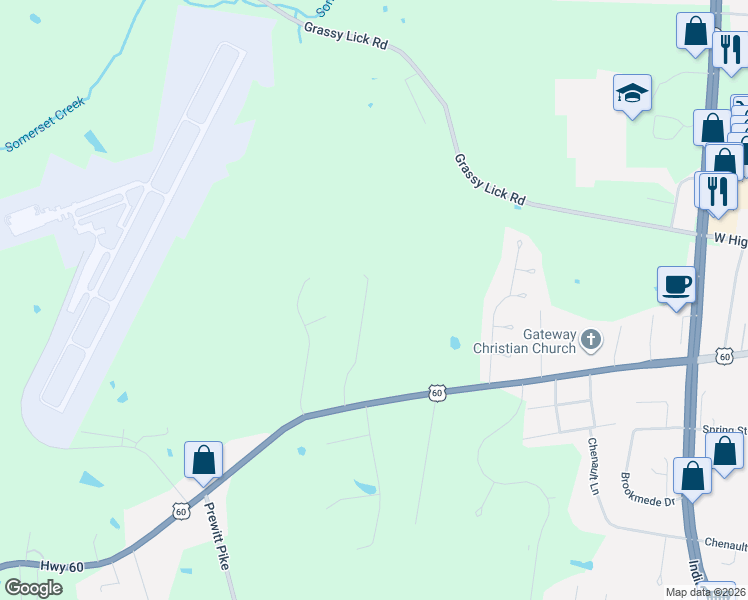 map of restaurants, bars, coffee shops, grocery stores, and more near 161 Westside Drive in Mount Sterling