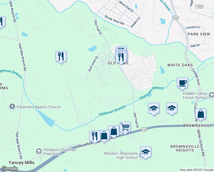 map of restaurants, bars, coffee shops, grocery stores, and more near 5463 Golf Drive in Crozet