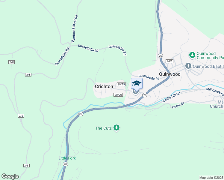 map of restaurants, bars, coffee shops, grocery stores, and more near 222 County Route 20/19 in Quinwood