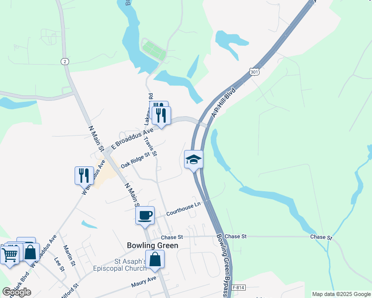 map of restaurants, bars, coffee shops, grocery stores, and more near 120 Lacy Lane in Bowling Green