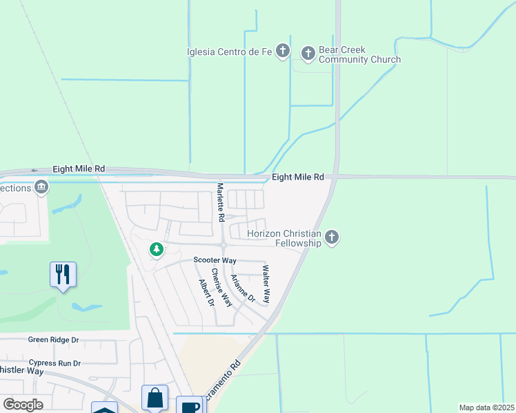 map of restaurants, bars, coffee shops, grocery stores, and more near 27 Belluno Drive in Stockton