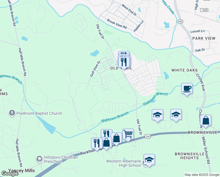map of restaurants, bars, coffee shops, grocery stores, and more near 321 Avondale Lane in Crozet